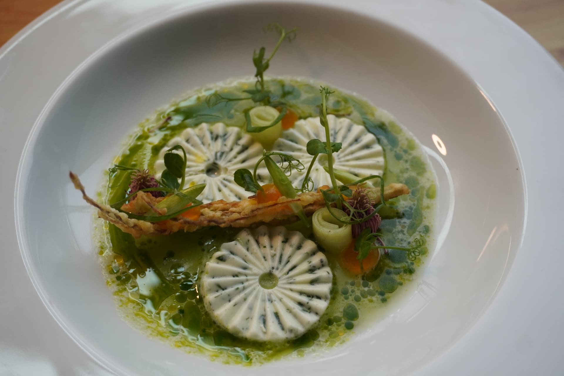 Black salsify tempura and goat cheese